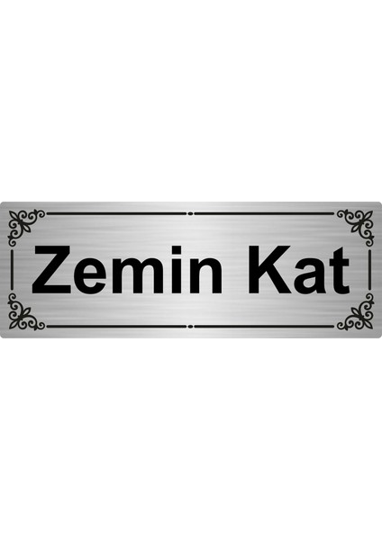 Zemin Kat 7 x 20 cm Gümüş Renk Metal Yönlendirme Levhası
