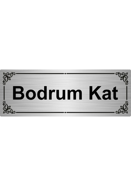 Bodrum Kat 7 x 20 cm Gümüş Renk Metal Yönlendirme Levhası