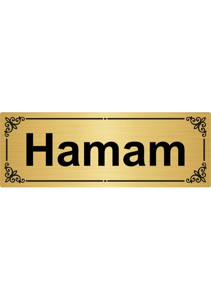 Hamam 7 x 20 cm Altın Renk Metal Yönlendirme Levhası