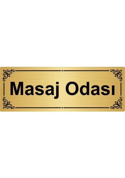 Masaj Odası 7 x 20 cm Altın Renk Metal Yönlendirme Levhası