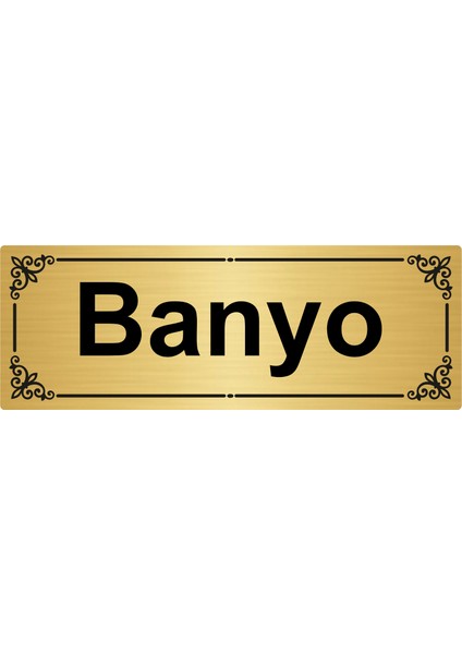 Banyo 7 x 20 cm Altın Renk Metal Yönlendirme Levhası