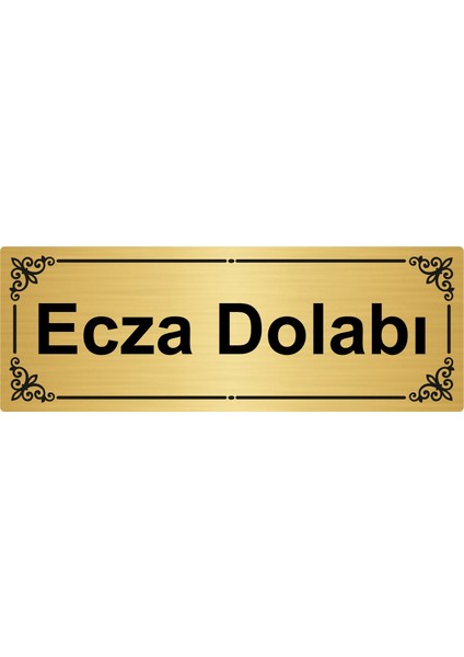 Ecza Dolabı 7 x 20 cm Altın Renk Metal Yönlendirme Levhası