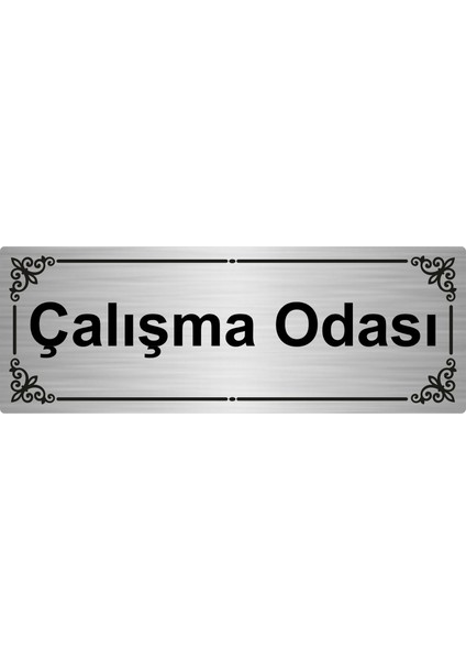 Çalışma Odası 7 x 20 cm Gümüş Renk Metal Yönlendirme Levhası