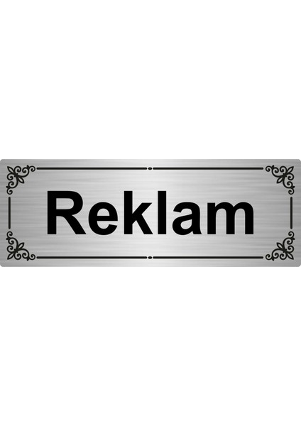 Reklam 7 x 20 cm Gümüş Renk Metal Yönlendirme Levhası