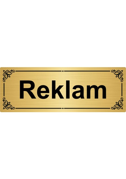 Reklam 7 x 20 cm Altın Renk Metal Yönlendirme Levhası