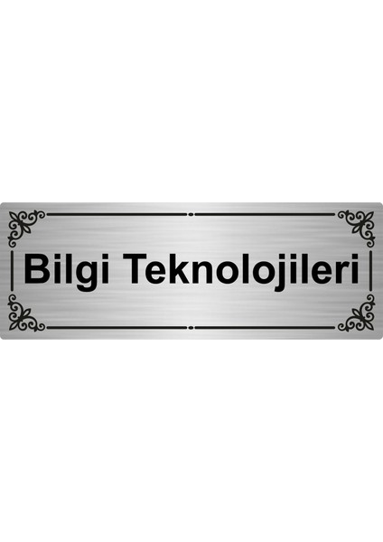 Bilgi Teknolojileri 7 x 20 cm Gümüş Renk Metal Yönlendirme Levhası