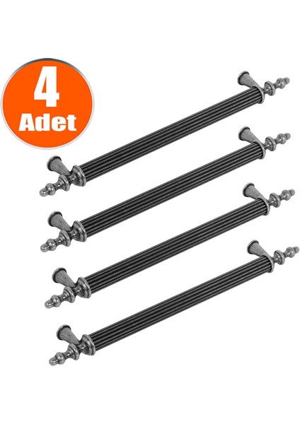 Ovacık Çekmece Dolap Kapak Kulpu Kulbu Antik Gümüş Metal Kulp 224 mm (4 Adet)