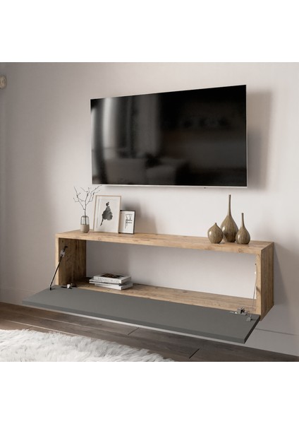 Delphin 100 cm Kapaklı Tv Ünitesi DLP12-AA Çam-Antrasit Gri fiyatları