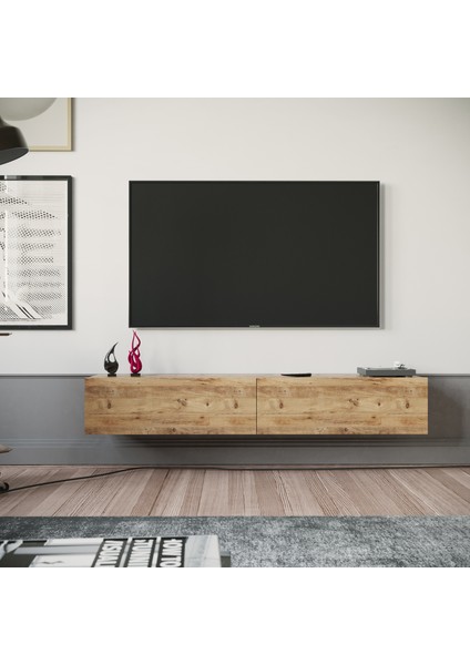 Delphin 180 cm Kapaklı Tv Ünitesi DLP8-AA Çam-Antrasit
