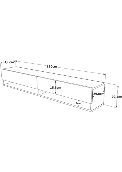 Delphin 180 cm Kapaklı Raflı Tv Ünitesi DLP9-AA Çam-Antrasit modelleri