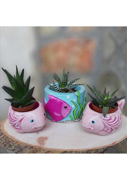 Balık Saksı Akvaryumlu Set