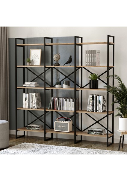 Liberty Metal Kitaplık 5 Raflı Geniş 3 Bölme 175CM Lb6-A