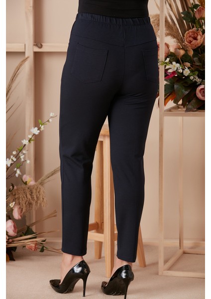 Beli Lastikli Fitilli Büyük Beden Lacivert Pantolon modelleri