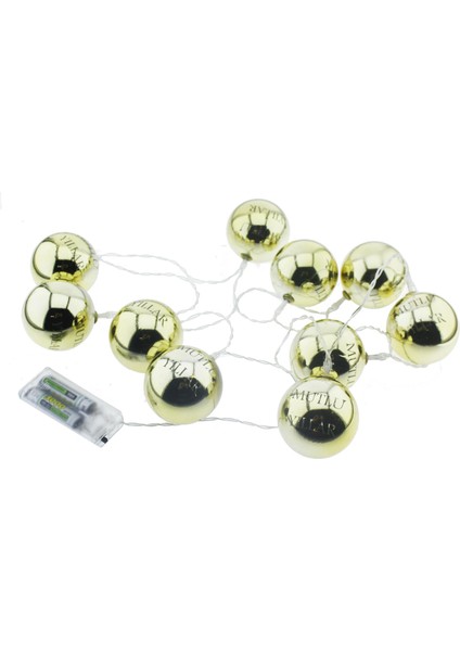 LED Işık Mutlu Yıllar 10'lu Top Aydınlatma Ağaç Süsü