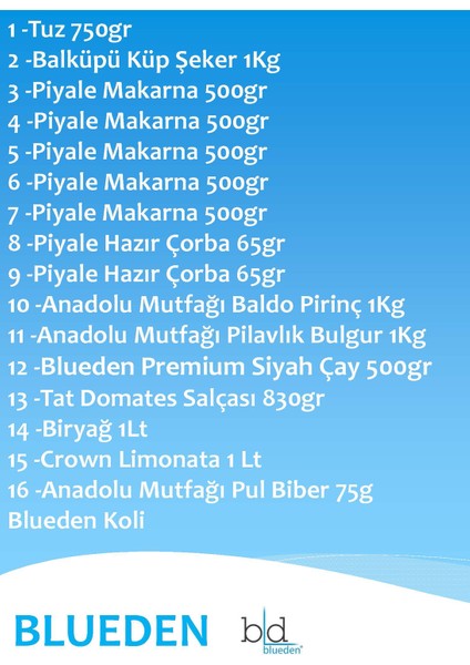 Ramazan Paketi Kumanya Gıda Paketi Erzak Yardım Hediye Paketi 16 Parça 132 Nolu Paket fiyatları