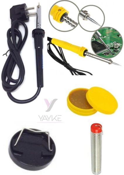 40 Watt Profesyonel Lehim Kalem Havya Lüx Set Lehim Teli +Lehim Pastası +Mini Sehpa modelleri