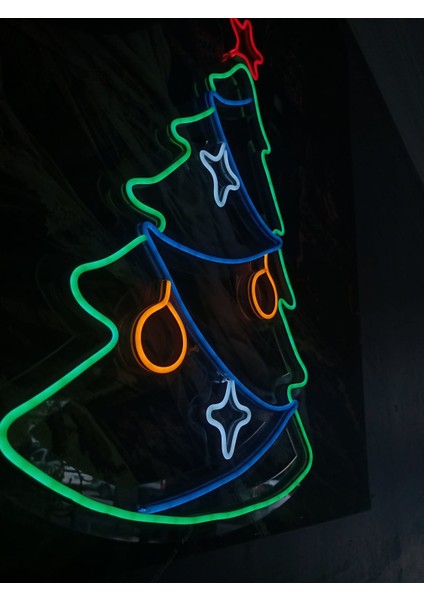 2022 Neon LED Duvar Çam Ağacı