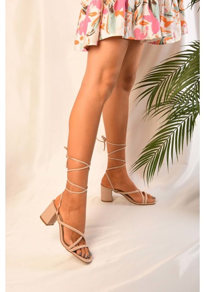 Kadin Ten Bilekten Bagli Topuklu Sandalet Ayakkabi fiyatları