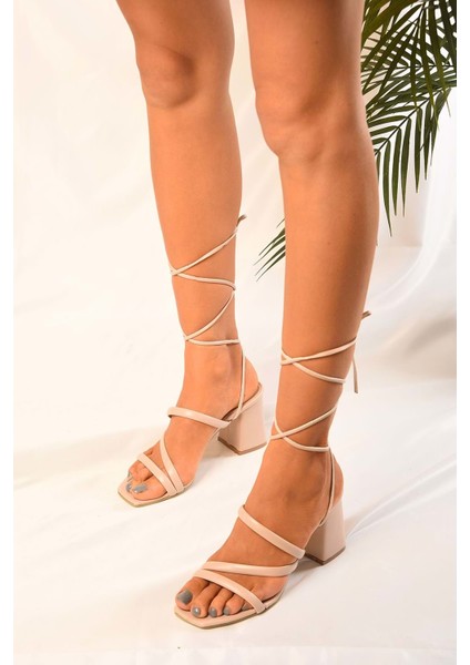 Kadin Ten Bilekten Bagli Topuklu Sandalet Ayakkabi modelleri