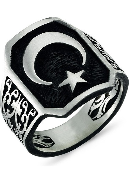 Ayyıldız Taşsız Gümüş Erkek Yüzük