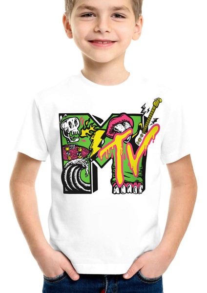 Meteve Beyaz Kısa Kollu Kız Erkek Uniseks Çocuk T-Shirt