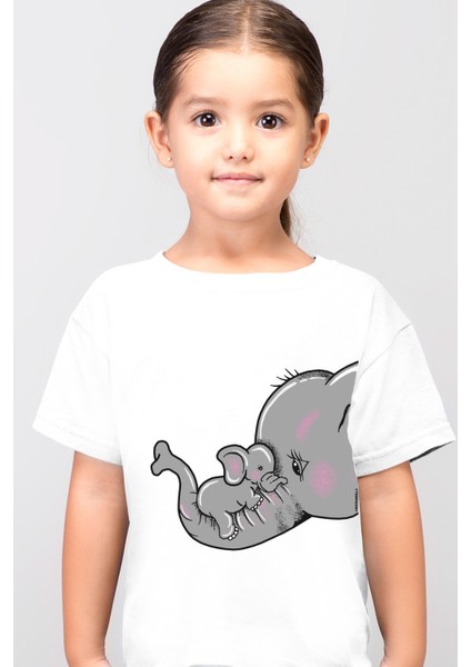 Anne Bebek Beyaz Kısa Kollu Kız Erkek Uniseks Çocuk T-Shirt