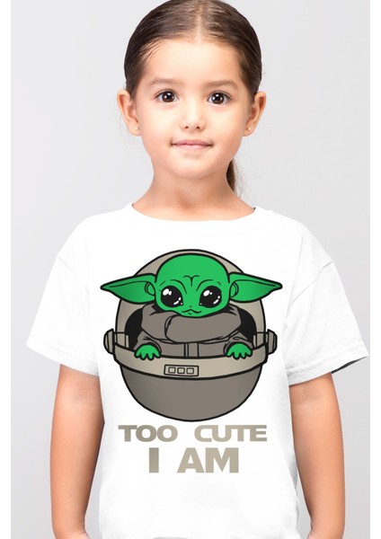 Bebe Yoda Beyaz Kısa Kollu Kız Erkek Uniseks Çocuk T-Shirt