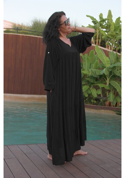 Kadın Beyaz Salaş Fırfırlı Robalı Uzun Elbise fiyatları