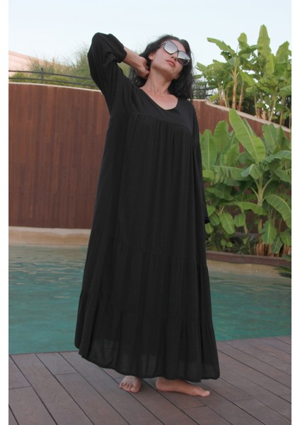 Kadın Beyaz Salaş Fırfırlı Robalı Uzun Elbise fırsatları