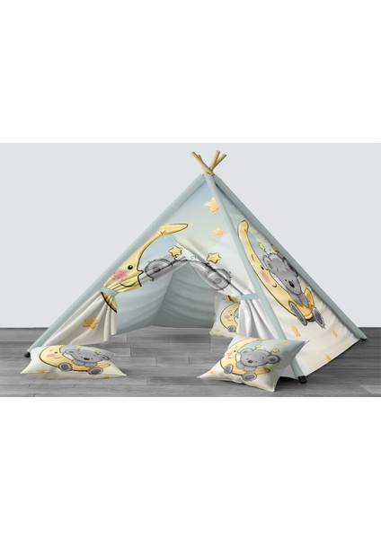 Dijital Baskılı Kızıldereli Mindersiz Çocuk Odası Oyun Çadırı Model 008