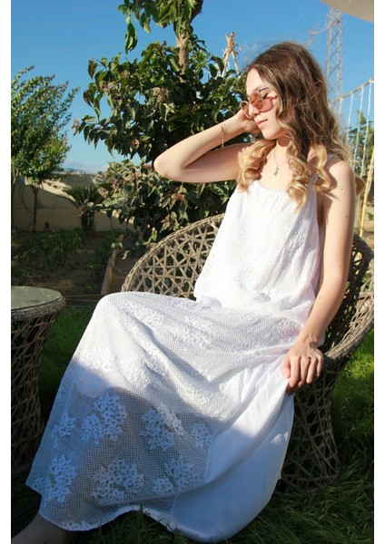 Kadın Beyaz Dantel Uzun Elbise modelleri