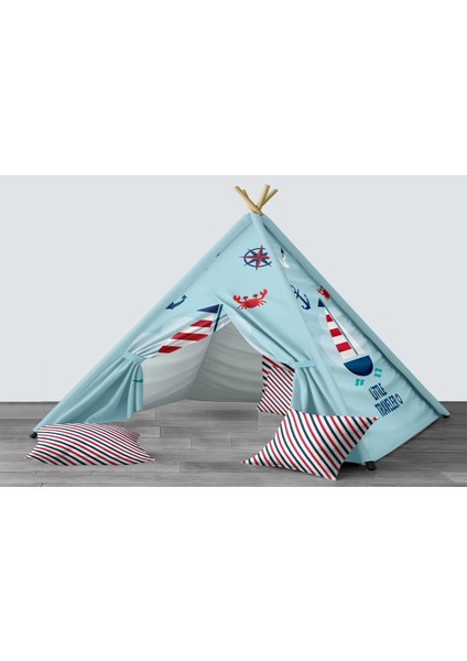 Dijital Baskılı Kızıldereli Mindersiz Çocuk Odası Oyun Çadırı Model 029