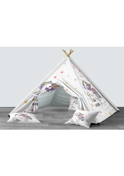 Dijital Baskılı Kızıldereli Mindersiz Çocuk Odası Oyun Çadırı Model 106