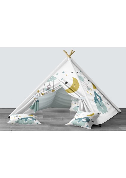 Dijital Baskılı Kızıldereli Mindersiz Çocuk Odası Oyun Çadırı Model 107