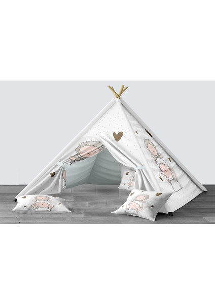 Dijital Baskılı Kızıldereli Mindersiz Çocuk Odası Oyun Çadırı Model 167