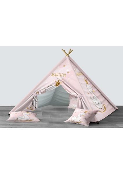 Dijital Baskılı Kızıldereli Mindersiz Çocuk Odası Oyun Çadırı Model 183
