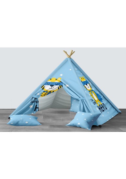 Dijital Baskılı Kızıldereli Mindersiz Çocuk Odası Oyun Çadırı Model 236
