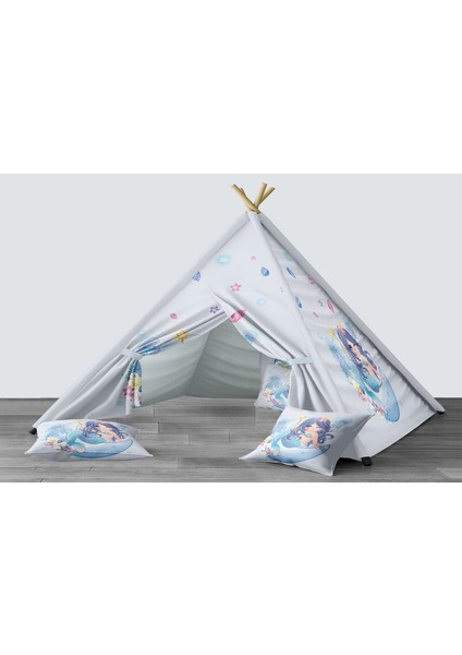 Dijital Baskılı Kızıldereli Mindersiz Çocuk Odası Oyun Çadırı Model 212