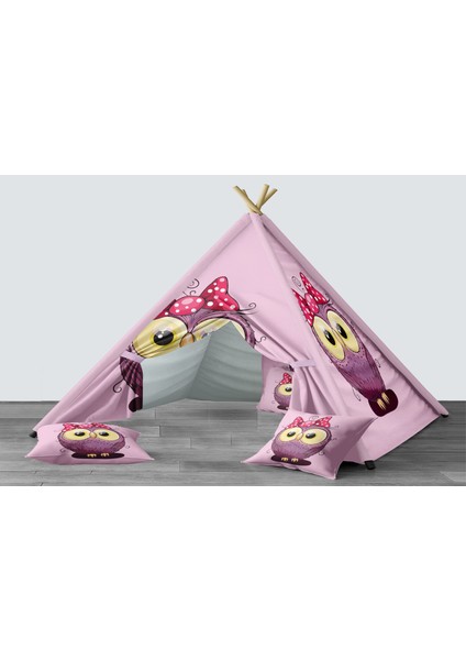 Dijital Baskılı Kızıldereli Mindersiz Çocuk Odası Oyun Çadırı Model 250