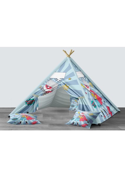 Dijital Baskılı Kızıldereli Mindersiz Çocuk Odası Oyun Çadırı Model 272