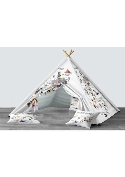 Dijital Baskılı Kızıldereli Mindersiz Çocuk Odası Oyun Çadırı Model 290