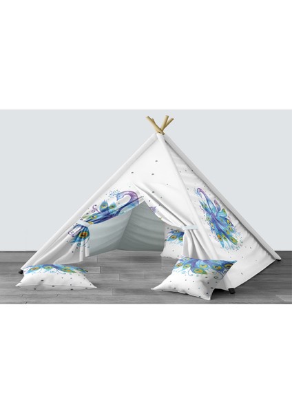 Dijital Baskılı Kızıldereli Mindersiz Çocuk Odası Oyun Çadırı Model 308