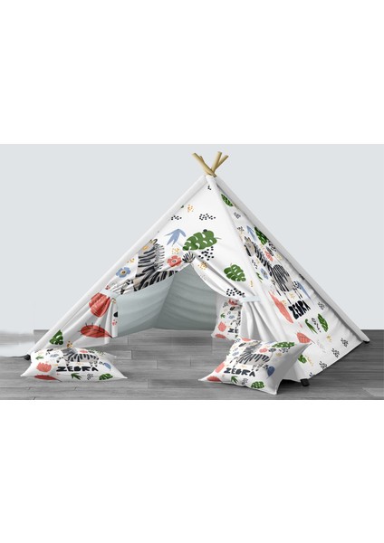 Dijital Baskılı Kızıldereli Mindersiz Çocuk Odası Oyun Çadırı Model 271