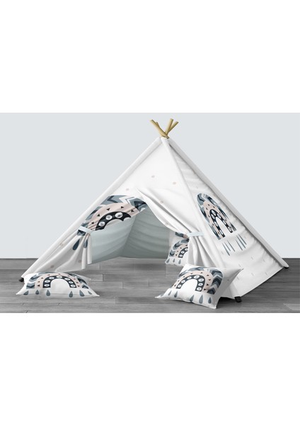 Dijital Baskılı Kızıldereli Mindersiz Çocuk Odası Oyun Çadırı Model 1344