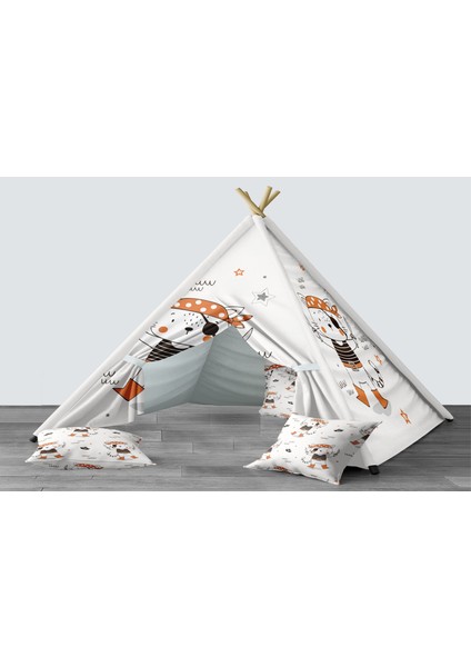 Dijital Baskılı Kızıldereli Mindersiz Çocuk Odası Oyun Çadırı Model 1379