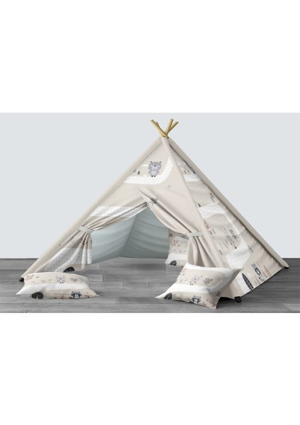 Dijital Baskılı Kızıldereli Mindersiz Çocuk Odası Oyun Çadırı Model 1398