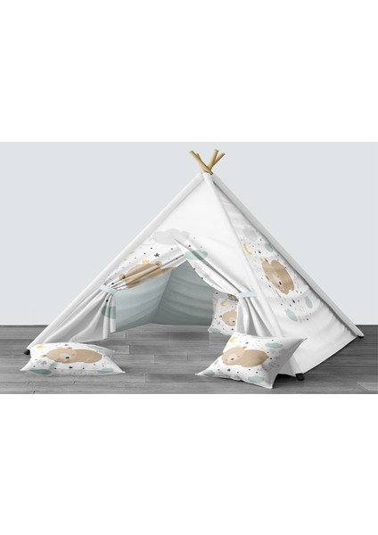 Dijital Baskılı Kızıldereli Mindersiz Çocuk Odası Oyun Çadırı Model 1385