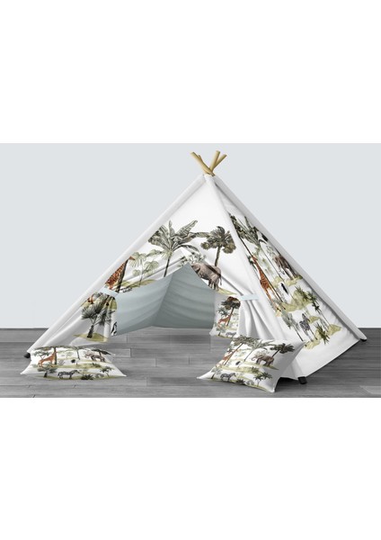Dijital Baskılı Kızıldereli Mindersiz Çocuk Odası Oyun Çadırı Model 1391