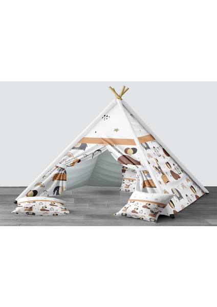 Dijital Baskılı Kızıldereli Mindersiz Çocuk Odası Oyun Çadırı Model 1438