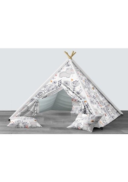 Dijital Baskılı Kızıldereli Mindersiz Çocuk Odası Oyun Çadırı Model 1443